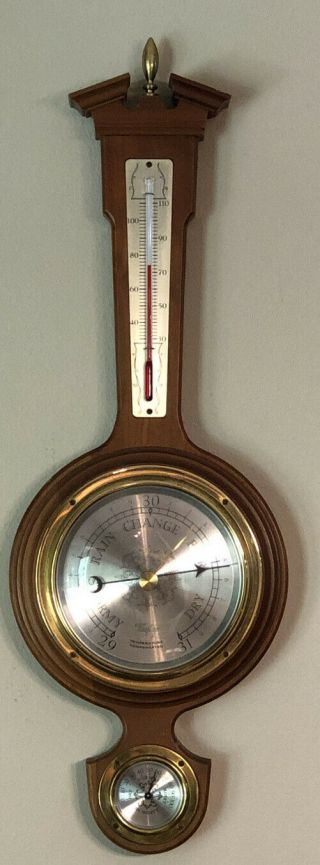 Vintage Taylor Wall Weather Station 21” Thermometer Solid Wood Barometer