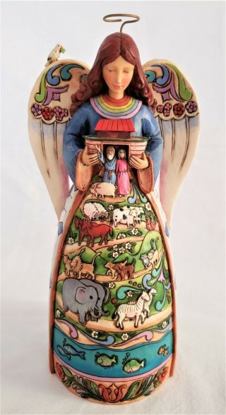 Jim Shore Angel ‘two By Two God Loves All Of You’ 2011 Angel Holding Ark 9.  5 "