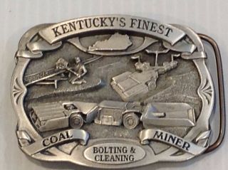 Kentucky Finest Coal Miner.  Bolting And Cleaning.  Vintage Belt Buckle.