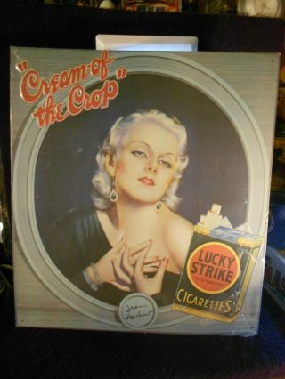 Lucky Strike Cigarettes,  “cream Of The Crop " Jean Harlow Metal Sign