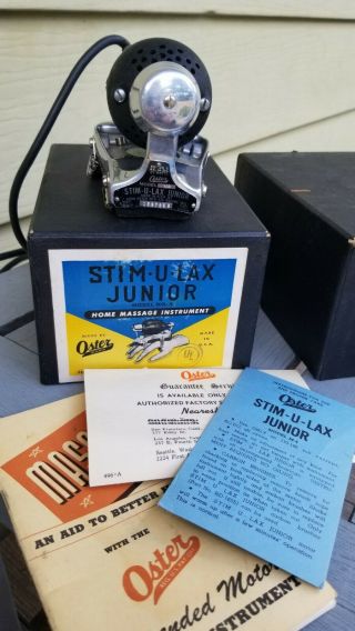 Vintage Oster Stim - U - Lax Vibrator Junior Model M4 Home Massage Instrument Box