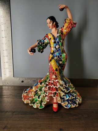 Barcino Mosaic Spanish Flamenco Lady Dancer Castanets Figurine 2008 11  T