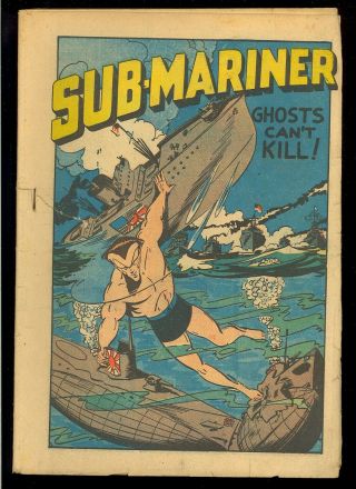 Sub - Mariner Comics 11 Coverless & Missing Cf Classic Cover Wwii Timely 1943