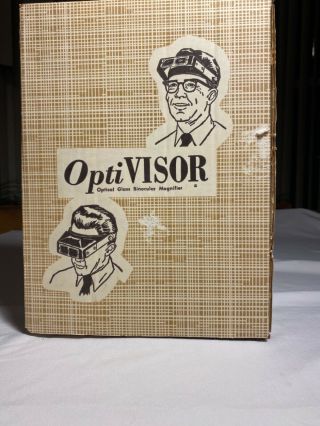Vintage Opti Visor Da - 3 Optical Glass Magnifier Donegan Co.  In Package
