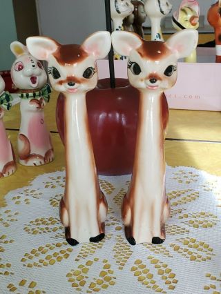 Vintage Big Eye Deer Salt And Pepper Shakers - Japan