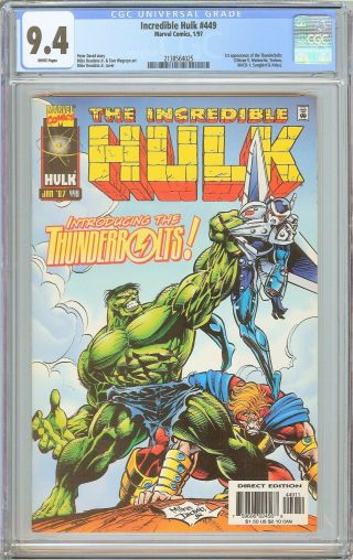 Incredible Hulk 449 Cgc 9.  4 Wp (1997) 2138564025 1st Thunderbolts
