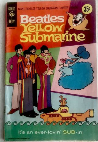 1968 1st Issue Beatles Yellow Submarine Gold Key Comic Book W/poster Attached