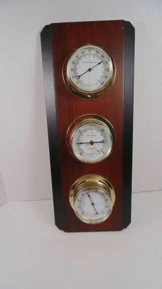 Vintage Sunbeam Wooden Weather Station Thermometer Barometer Humidity Decor