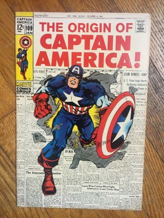 Marvel Comics Captain America 109 January 1969 Silver Age Kirby Art Vg