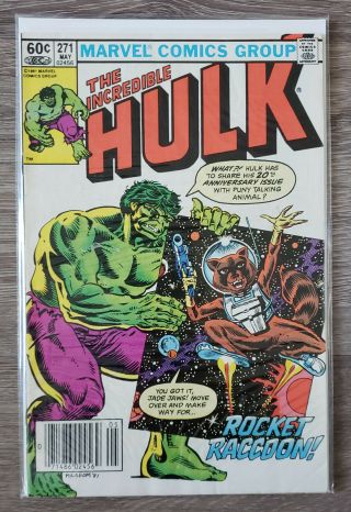 The Incredible Hulk 271 Newsstand Edition 1st Appearance Rocket Raccoon 1982