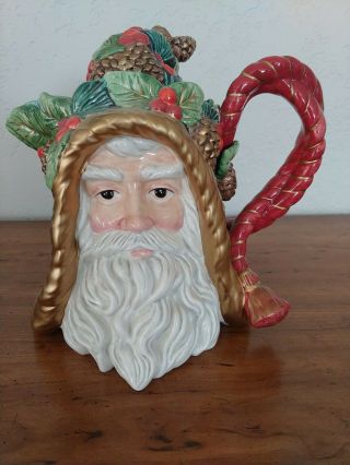 Retired Fitz And Floyd Holiday Pine Santa Teapot