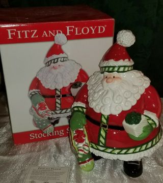 Fitz And Floyd Stocking Stuffers 13.  5 " Santa Claus Cookie Jar Christmas 2007