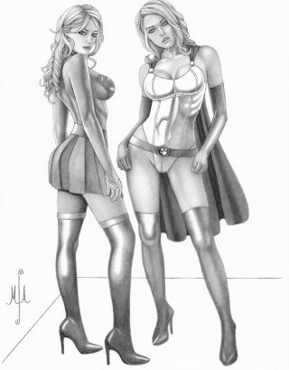 Supergirl & Power Girl Art By Michael Armstrong Dc Comics