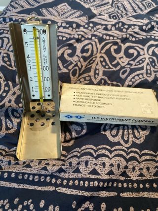 Vintage H - B Instrument Co Oven Thermometer Stainless Usa 9760 Double Diamond Box