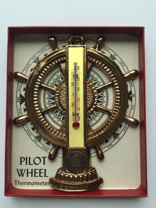 Vintage Anaconda Copper Mine Butte Montana Souvenir Pilots Wheel Thermometer