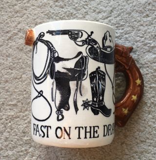 Vintage Old West Pistol Mug Cup Fast On The Draw Marshal Ranger