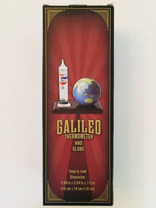 Galileo 7.  5 Inch Glass Liquid Thermometer Fahrenheit 4 Floating Glass Baubles