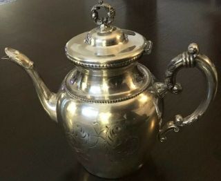 Vintage Benedict Silver Plate Teapot Coffee Pot Hand Chiseled Spout