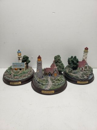 3 Thomas Kinkade Lighthouses A Light In The Storm,  Beacon Of Hope,  Light Of Peace.