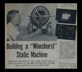 Wimshurst Static Machine Electrostatic Generator How - To Build Plans Science Fair