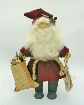 Htf Lizzie High - 11 " Wooden Christmas Doll - " Benjamin Bowman Dresses As Santa "