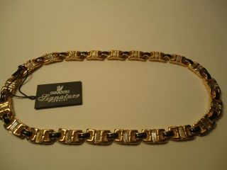 Swarovski Signature Jewelry Golden Link Black Inlaid & Crystal Necklace 16 " $95.