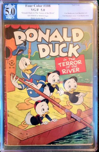 Four Color 108 Vg/f 5.  0 Graded.  Donald Duck Terror Of The River,  Carl Barks Art