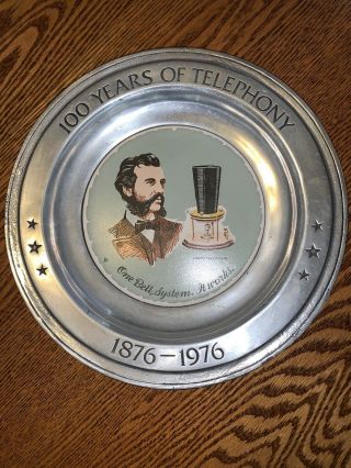 100 Years Of Telephony 1876 - 1976 One Bell System - Centennial Plate - Pewter Plate