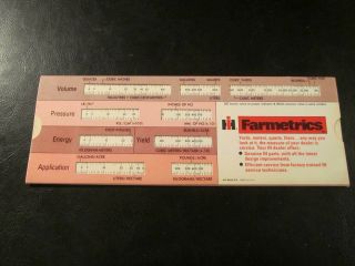 Old Stock 1976 Paper Slide Rule " Farmetrics " International Harvester (ih)