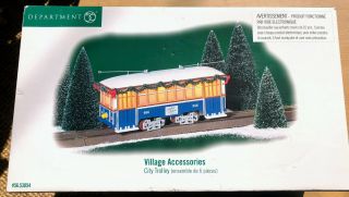 Dept 56 Christmas Village Accessories Set Of 6 City Trolley 53054 Euc