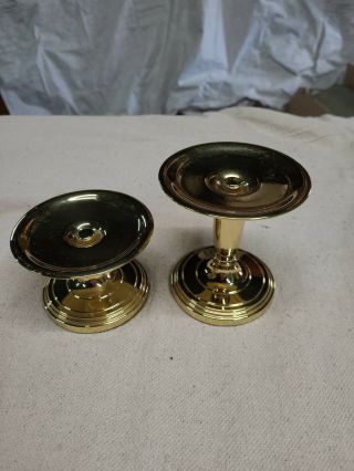 Vintage Baldwin Solid Brass Colonial Pillar Candle Holder 4 " & 2.  5 " Tall