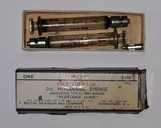Yale Luer Lok Hypodermic Glass Syringe 2yl Becton Dickinson & Co Rutherford Box