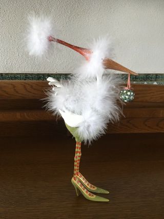 Department 56 Krinkles Patience Brewster 10” Christmas Goose/stork/bird Ornament