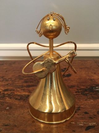 Reuge Swiss Movement Brass Angel Music Box Strangers In The Night Vintage Figure