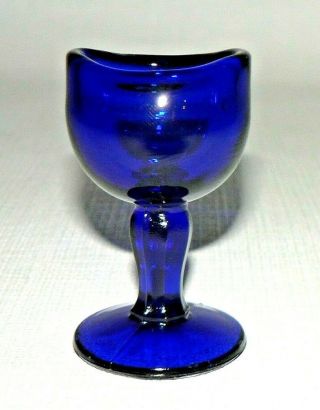 Vtg Cobalt Blue Apothecary Glass Eye Wash Cup
