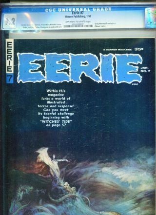 1967 Warren Publishing Eerie 7 Classic Frank Frazetta Cgc 9.  2 Ow - W Box14