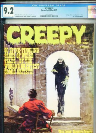 1965 Warren Publishing Creepy 3 Frank Frazetta Cgc 9.  2 Ow - W Box14