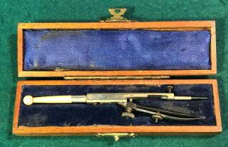 Antique Cased Drop Bow Compass Drop Pen Drawing Drafting