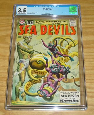 Sea Devils 1 Cgc 3.  5 Silver Age Dc Comics - Octopus Man - October 1961