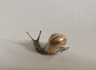 Vintage Arezzo Italy Pietro Sorini Sterling Silver Snail Bronze Shell Miniature