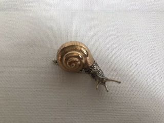 Vintage Arezzo Italy Pietro Sorini Sterling Silver Snail Bronze Shell Miniature 2