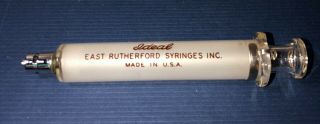 Vintage Ideal Glass Metal Medical 10cc Syringe East Rutherford Syringes M9769