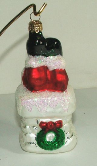 Christopher Radko " Bottoms Up Santa " 1996 Glass Ornament 6 " Euc
