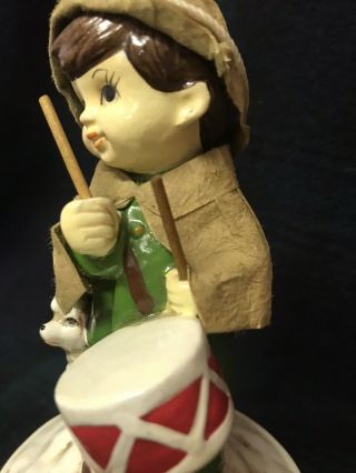 Vintage Gorham Christmas Music Box The Little Drummer Boy With Lamb Sheep