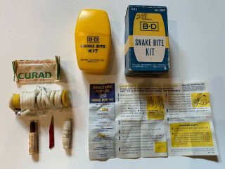 Vintage B - D Snake Bite Kit First Aid Becton Dickinson 1961 Travel Size