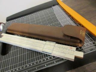 Vintage Frederick Post 1452wl Universal Slide Rule With Leather Case Hemmi Japan