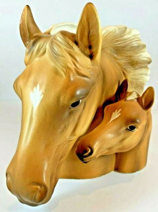 Napcoware Horse Head Planter Vase Mare & Foal 6” Palomino 9625 Import Japan 2