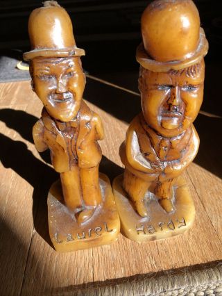 Stan Laurel & Oliver Hardy - Comedy Duo,  Candle Wax Statue,  60’s - 70’s Rare
