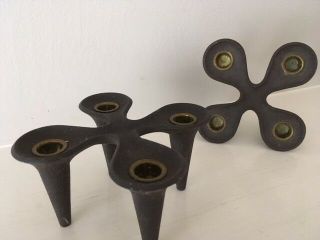Vintage Danish Modern Cast Iron Candle Sticks/holders/denmark