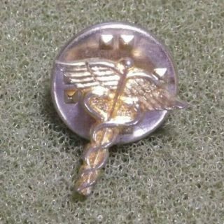 Vtg Gold Tone Caduceus Medical Symbol Lapel Pin Tie Tack Wings Serpents Doctor